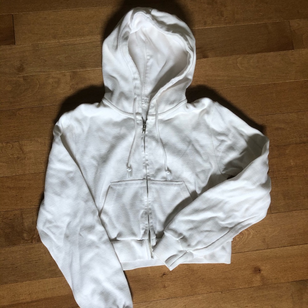 Brandy Melville White Hoodie Jacket